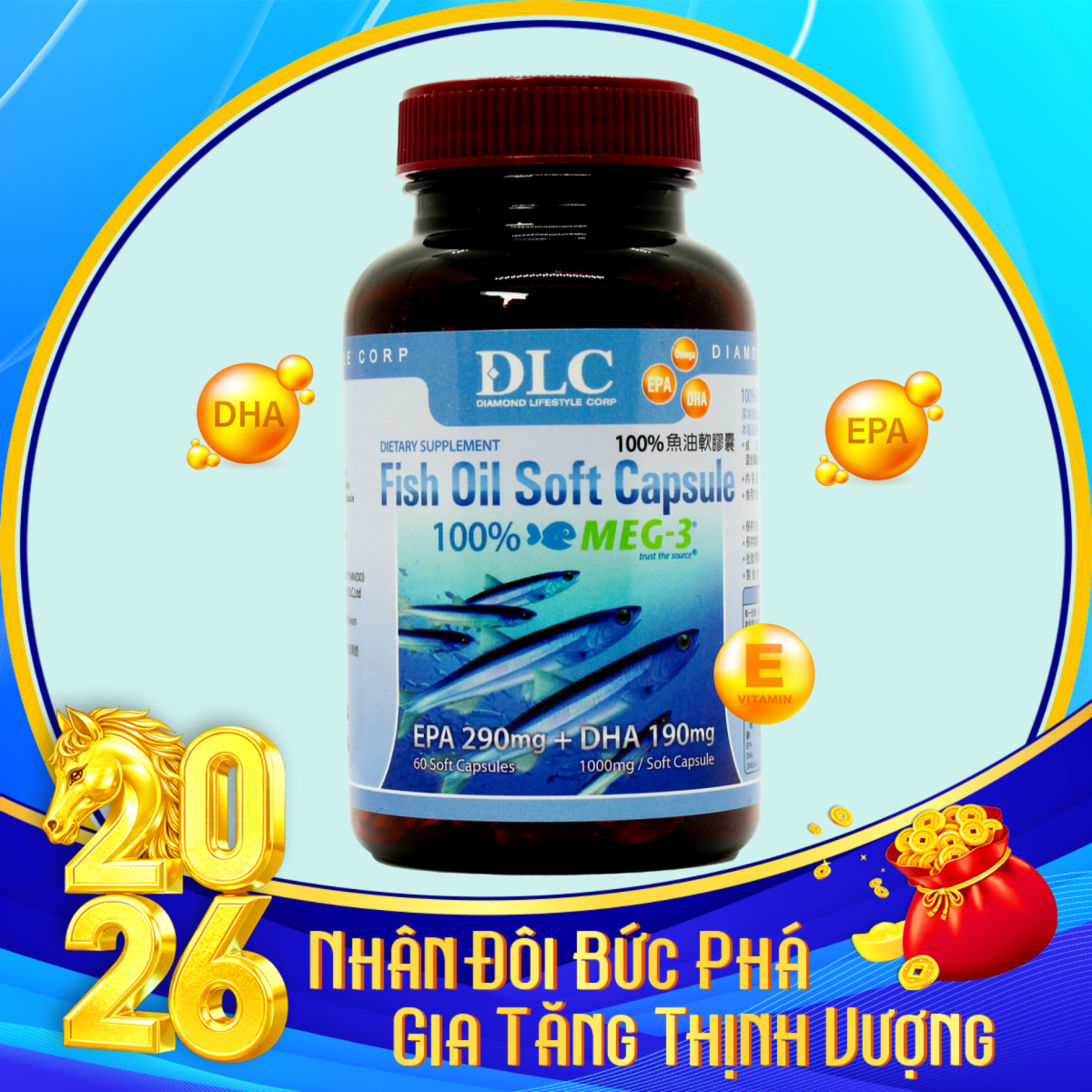 Thực phẩm bảo vệ sức khỏe 100% Fish Oil Soft Capsule